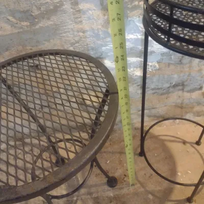Sale Photo Thumbnail #444: Pair of Metal Plant Tables.  Downstairs items.