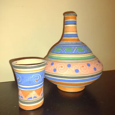 Sale Photo Thumbnail #198: Pottery Water Carafe with Cup
