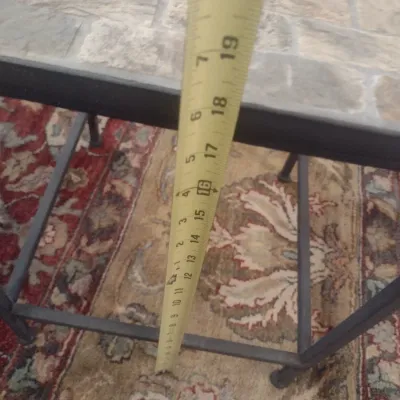 Sale Photo Thumbnail #711: Metal Frame Stone Top Accent Table