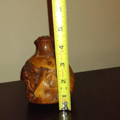 Sale Photo Thumbnail #221: Burl Wood Vase- Approx 4 1/2" Tall.  Item has glass insert for wet use.