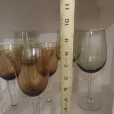 Sale Photo Thumbnail #128: Set of 9 Color Tinted Stemmed Wine Glasses