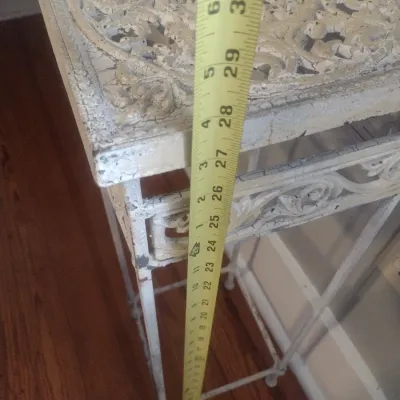 Sale Photo Thumbnail #39: Vintage Metal Fancy Scroll Design Plant Stand.  Upstairs item.