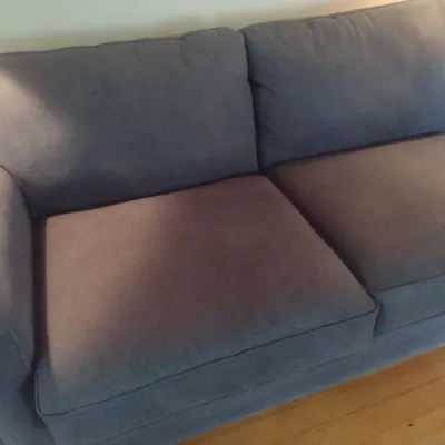 Sale Photo Thumbnail #776: Upholstered Charcoal Gray Double Cushion Loveseat Sleeper Sofa.  Upstairs item.  Must have assistance removing item.