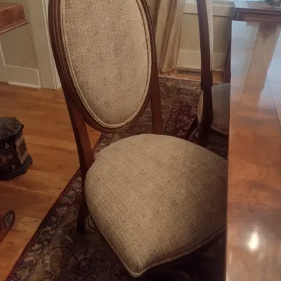 Sale Photo Thumbnail #718: Impressive Councill Inlay Dining Table with Eight Matching Balloon Back Chairs and Two Leaves