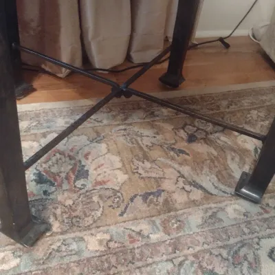 Sale Photo Thumbnail #693: Vintage Black Gloss Finish Round Drum Style Accent Table