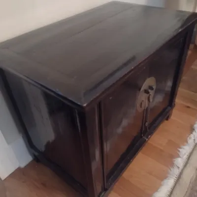 Sale Photo Thumbnail #767: Vintage Wood Dark Lacquer Finish Asian Storage Cabinet
