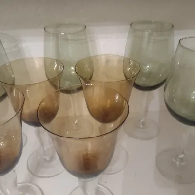 Sale Photo Thumbnail #124: Set of 9 Color Tinted Stemmed Wine Glasses