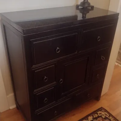 Sale Photo Thumbnail #748: Espresso Finish Storage Cabinet with Granite Top