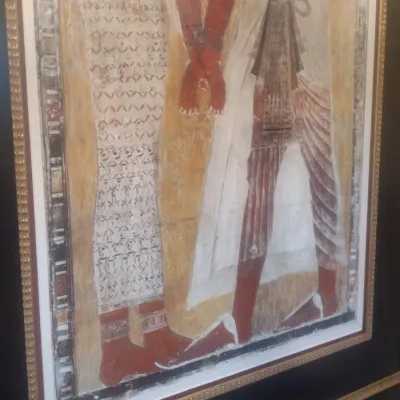 Sale Photo Thumbnail #55: Large Ornately Frame Egyptian Art Print 'The Goddess Hathor Placing the Magic Collar on Seti I"