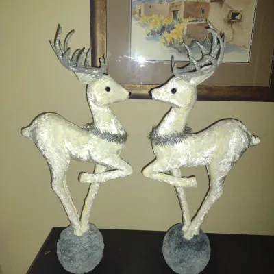 Sale Photo Thumbnail #894: Pair of Plush Deer for Holiday/Winter Decor- Approx 24" Tall