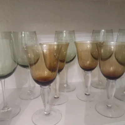 Sale Photo Thumbnail #123: Set of 9 Color Tinted Stemmed Wine Glasses