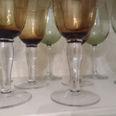 Sale Photo Thumbnail #127: Set of 9 Color Tinted Stemmed Wine Glasses