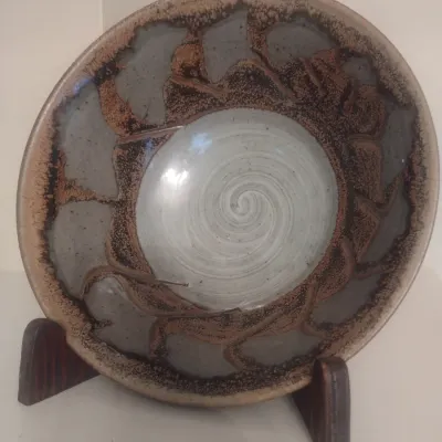 Sale Photo Thumbnail #105: Vintage Brown Glaze Pottery Bowl