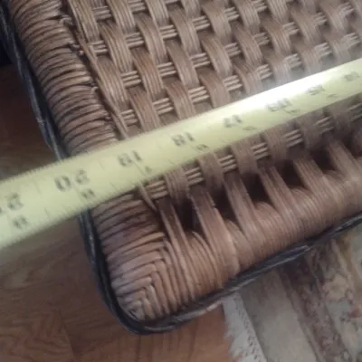 Sale Photo Thumbnail #364: Woven Wicker Footstool with Diamond Patterned Accent