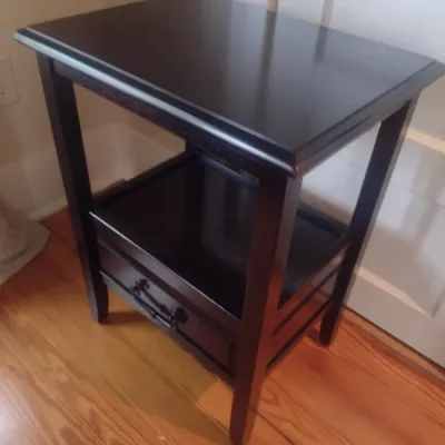 Sale Photo Thumbnail #806: Espresso Finish Side Table with Lower Shelf and Drawer