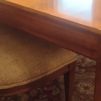 Sale Photo Thumbnail #716: Impressive Councill Inlay Dining Table with Eight Matching Balloon Back Chairs and Two Leaves