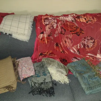 Sale Photo Thumbnail #909: Collection of Scarves and Shawls
