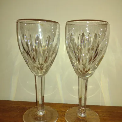 Sale Photo Thumbnail #223: Pair of Waterford Crystal Claret Wine Glasses- Possibly Carina Pattern