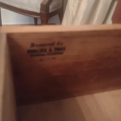 Sale Photo Thumbnail #735: Antique Three Drawer Side Table Professionally Restored