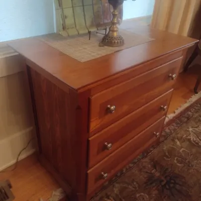 Sale Photo Thumbnail #730: Antique Three Drawer Side Table Professionally Restored