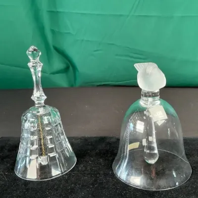 Sale Photo Thumbnail #31: Lalique France Frosted Bird Crystal Bell & Cut Crystal Bell – 2 Pc