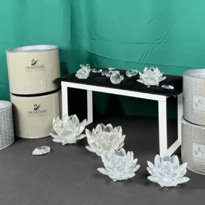 Sale Photo Thumbnail #27: Swarovski Silver Crystal Lotus Flower & Figurine Collection with Original Boxes – Large Lot