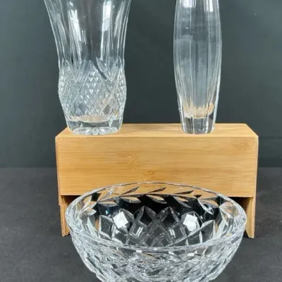 Sale Photo Thumbnail #70: Cut Crystal Bowl & Crystal Vase Collection – 3 Pieces
