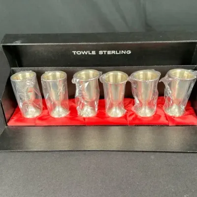 Sale Photo Thumbnail #21: Set of 6 Towle Sterling Silver Cordial Cups in Original Presentation Box