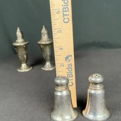 Sale Photo Thumbnail #50: Sterling Silver Weighted Salt & Pepper Shaker Lot – Duchin Creations & Revere