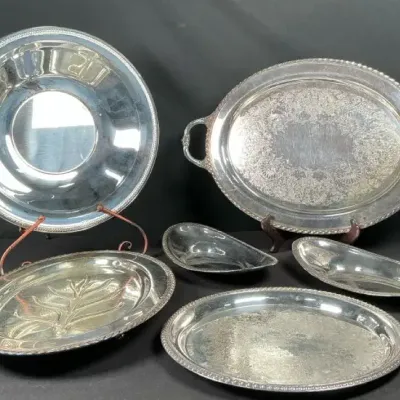 Sale Photo Thumbnail #74: Wm. Rogers & F.B. Rogers Silverplate Serving Tray & Bowl Assortment – 6 Pieces