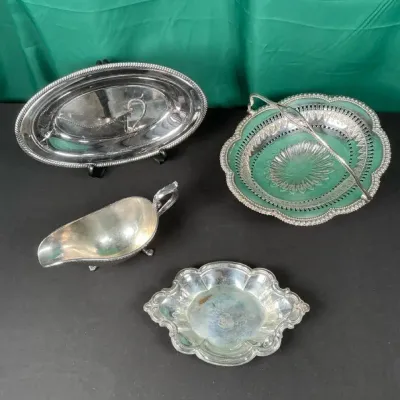 Sale Photo Thumbnail #35: Wakefield EP 548 Silverplate Serving Dish & Mixed Silverplate Serving Lot