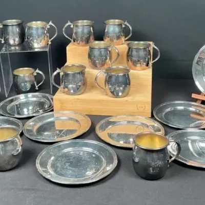 Sale Photo Thumbnail #76: F.B. Rogers Silverplate Mug & Plate Collection – 12 Mugs & 8 Plates