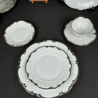 Sale Photo Thumbnail #40: Lorenz Hutschenreuther Revere 8045 Bavaria Germany Silver Trim Porcelain Dinnerware Set