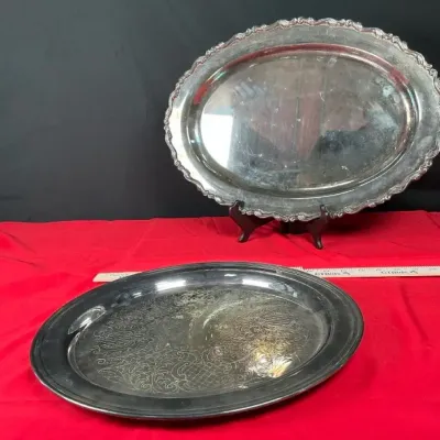 Sale Photo Thumbnail #10: Old Colony Silversmiths & Oneida Silverplate Serving Trays (2)