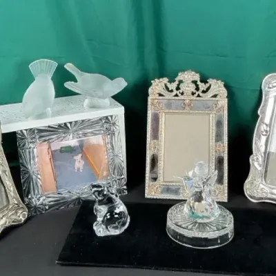 Sale Photo Thumbnail #28: Lalique Swarovski Daum Waterford Crystal Figurines Birds Angel Rabbit Collection
