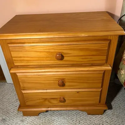 Pine Side Table with 2 Drawers 