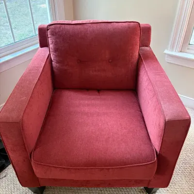 Red Square Arm Design Upholstered Accent Chair