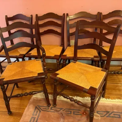 6 Vintage Thomasville Bay Colony Collection Ladder Back Dining Chairs 