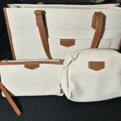 Keyli Canvas & Leather Handbag Set 