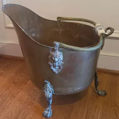 Vintage Brass & Copper Coal Scuttle