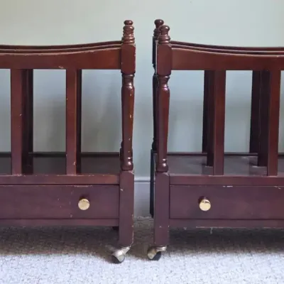 (2) Canterbury-Style Magazine & Music Racks W/ Casters