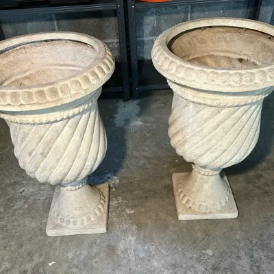 Large Pair of Composite Planters 