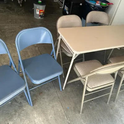 2 Folding Tables And 6 Folding Chairs 