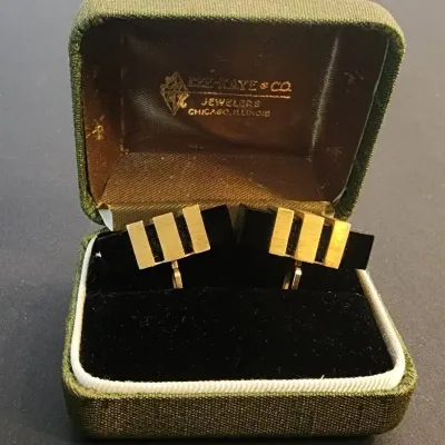 Vintage 14K Gold & Black Onyx Cufflinks