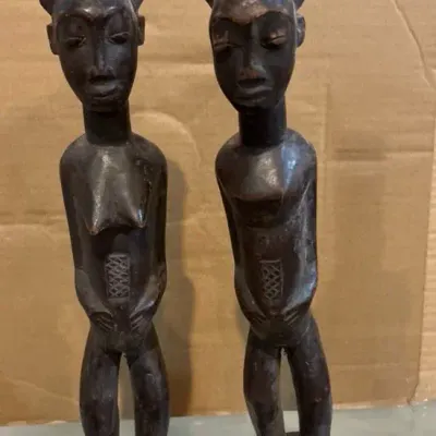 Vintage African Wooden Tribal Statues / Ancestor Figures - Pair