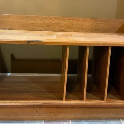Mid-Century Modern Style Wooden Media Console & Vinyl Record Storage Stand
