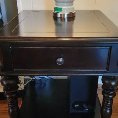 Traditional Wood End Table / Side Table with Drawer & Lower Shelf