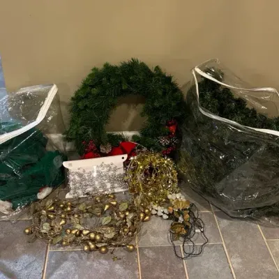Festive Christmas Holiday Decor Bundle and wrapping Supplies 