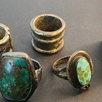 Vintage Southwestern Style Ring Lot – Turquoise Colored Stones 