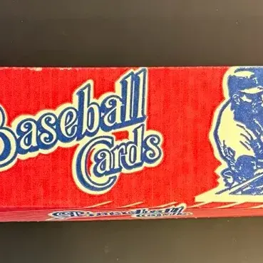 Mystery Bulk Vintage Baseball Trading Cards Lot in Classic Red & Blue Storage Box